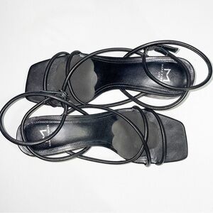 Marc Fisher Vintage Black Lace Up Heeled Sandals